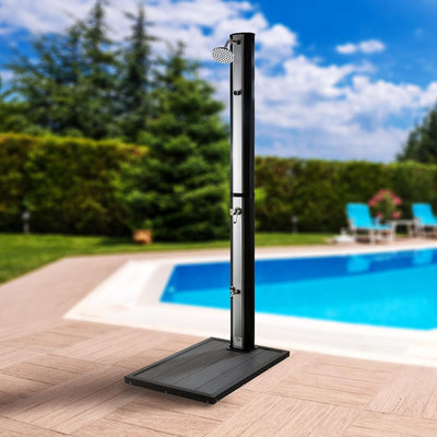 Arebos Bodenelement für Solardusche, Poolleiter oder Pool | Anthrazit | 101 x 63 x 5,5 cm | Bodenpla