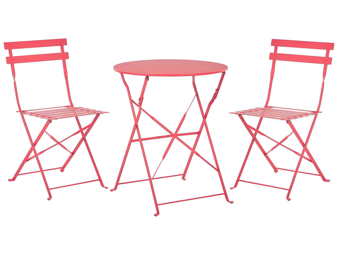 Modernes Balkonset Tisch mit 2 Stühlen aus Stahl rot Fiori