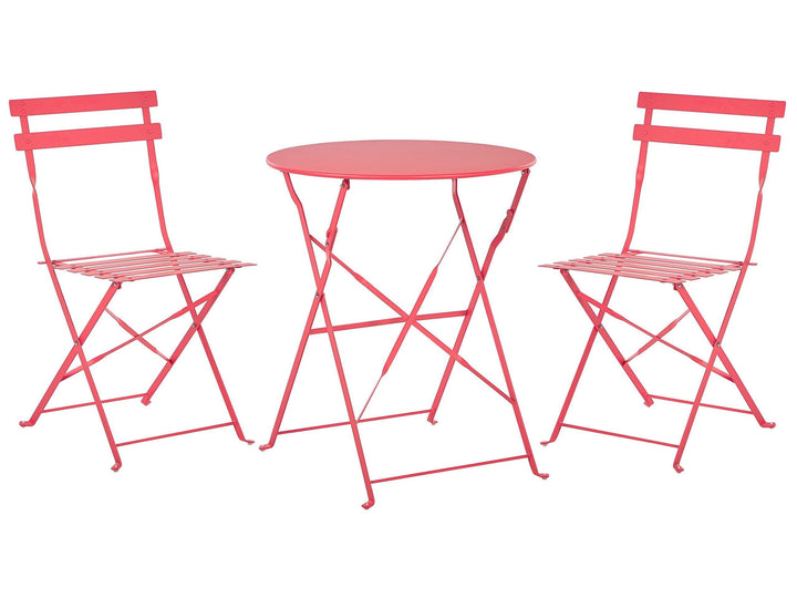 Modernes Balkonset Tisch mit 2 Stühlen aus Stahl rot Fiori