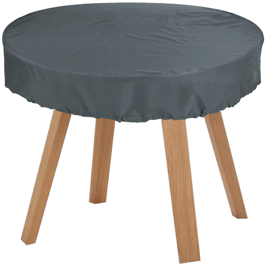 KaufPirat Premium Abdeckplane Rund Ø 130x15 cm Gartenmöbel Gartentisch Hülle Abdeckung Haube Schutzh