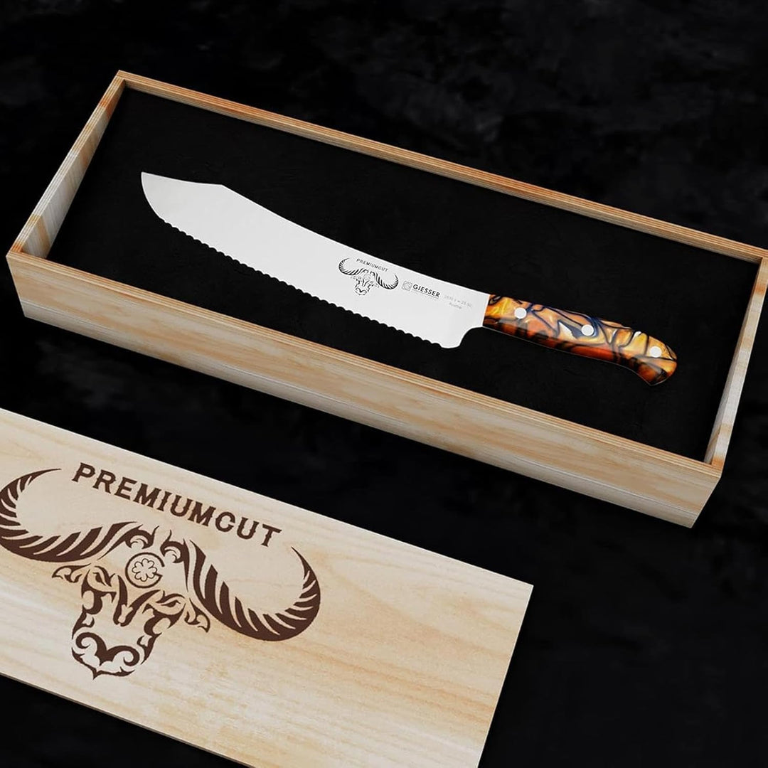 GIESSER seit 1776 - Made in Germany - Brotmesser 25 cm Spicy Orange, PremiumCut Wave No 1, Wellensch