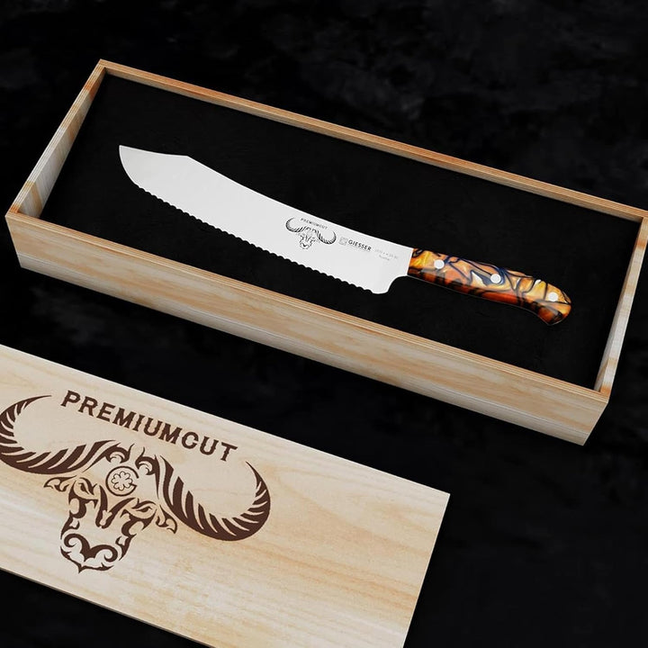 GIESSER seit 1776 - Made in Germany - Brotmesser 25 cm Spicy Orange, PremiumCut Wave No 1, Wellensch