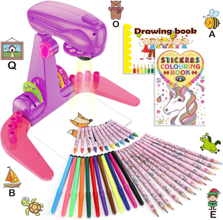 Purple Mädchen Spielzeug Zeichenprojektor für Kinder mit 72 Motiven Mädchen Geschenke Kinder Projekt