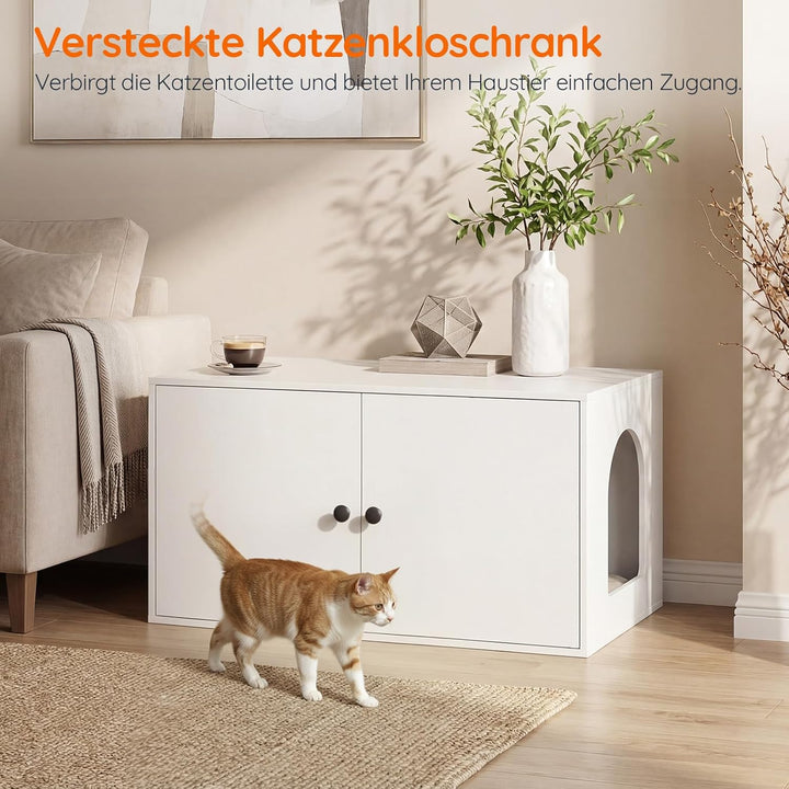 HOOBRO Katzenklo Schrank aus Spanplatte, Katzentoilette Schrank, versteckter Katzenkloschrank mit Se