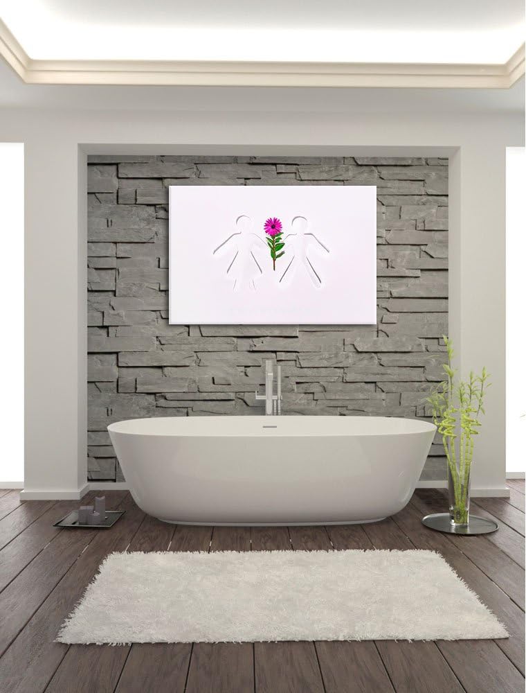 Pärchen mit Blume Format: 100x70 auf Leinwand, XXL riesige Bilder fertig gerahmt mit Keilrahmen, Kun