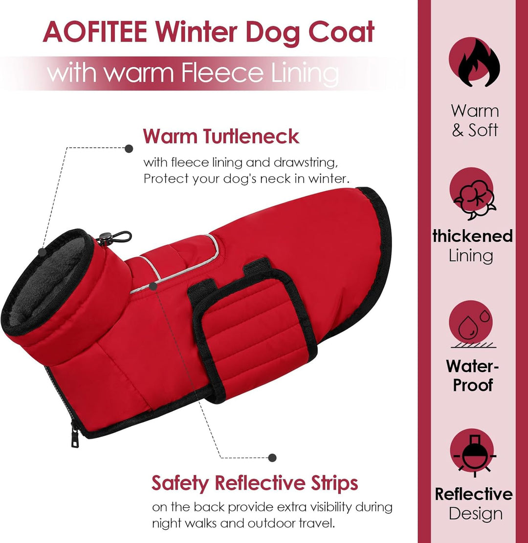 AOFITEE Hundemantel für Grosse Hunde, Warme 2XL Hundejacke Hundemantel, Rollkragen-Hundefleecejacke