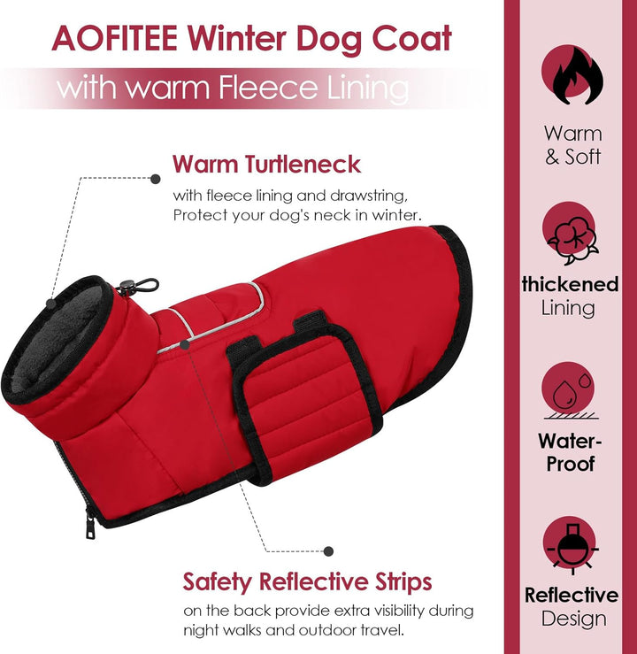 AOFITEE Hundemantel für Grosse Hunde, Warme 2XL Hundejacke Hundemantel, Rollkragen-Hundefleecejacke