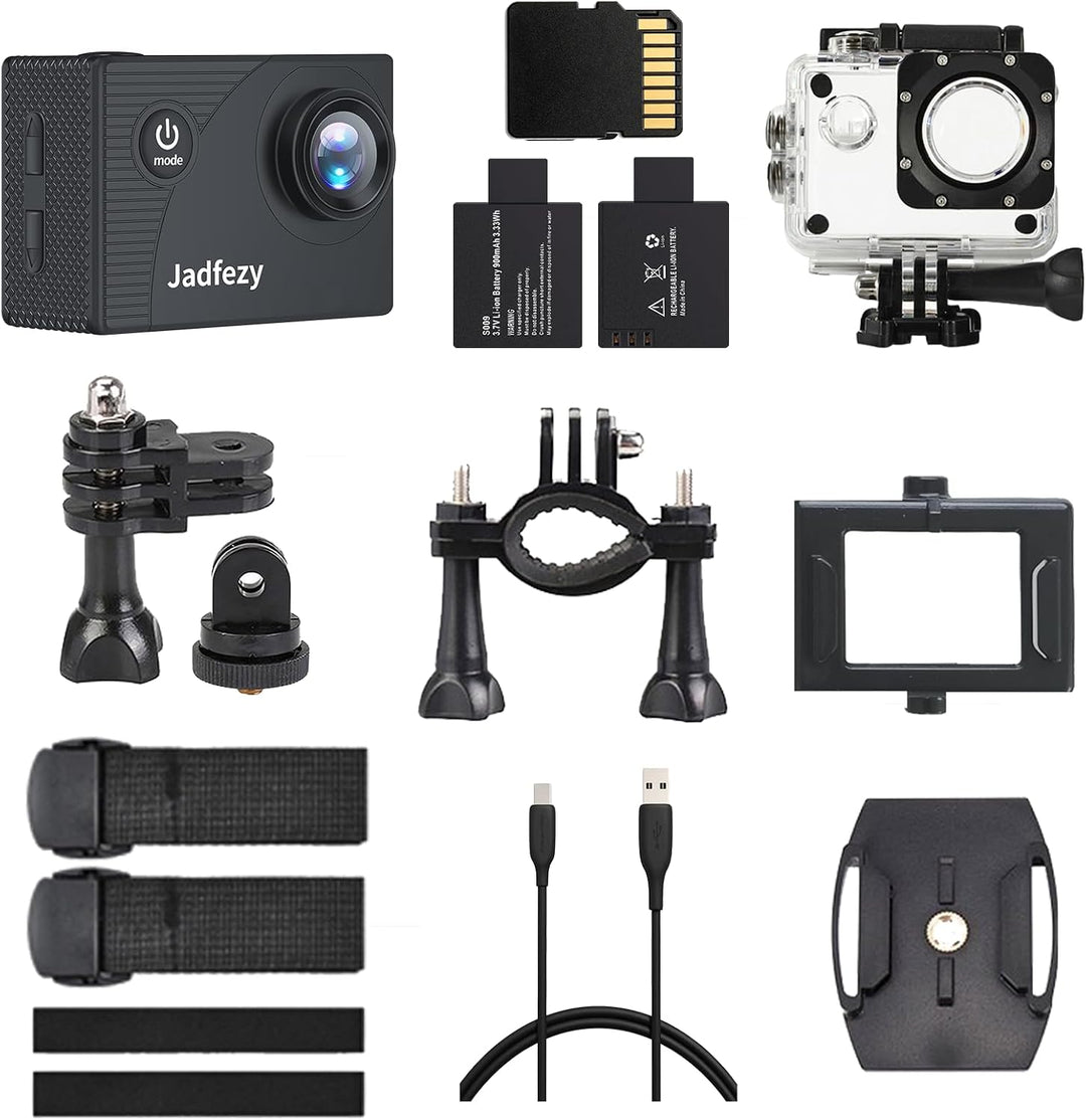 Action Cam FHD 1080P mit 32GB Karte, Unterwasserkamera wasserdicht bis 30M, 140 Grad Weitwinkel Acti