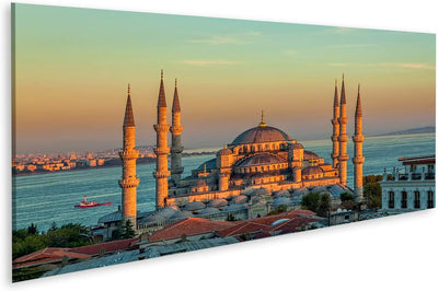 Bild auf Leinwand Blaue Moschee In Glorius Sonnenuntergang Istanbul Sultanahmet Park Die Grösste Mos