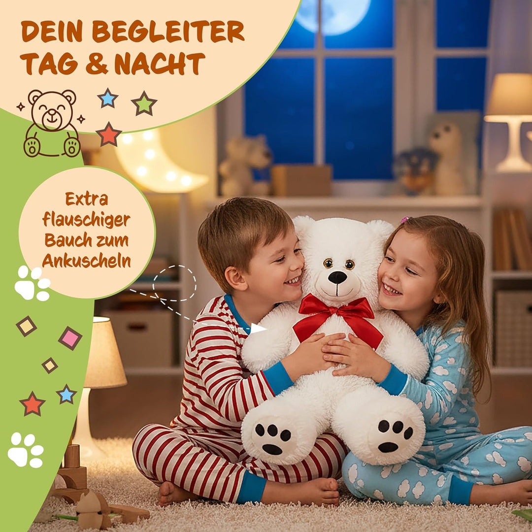 monzana® Teddybär L - XXXL 50-175cm Weiches Fell Schleife Tatzendruck Geschenk Plüschtier Kuscheltie