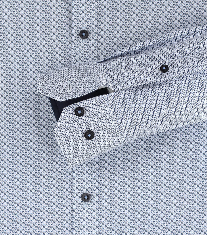Venti Businesshemd Print Body Fit Standard 36 Mittelblau, Standard 36 Mittelblau