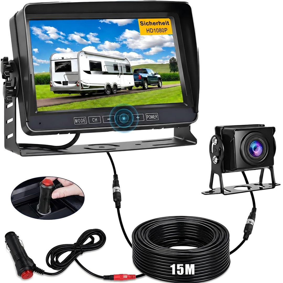 Rückfahrkamera-Set mit 7"-LCD-1080P Monitor &amp; 170° Weitwinkel- Rückfahrkamera, IP69 wasserdicht, Nac