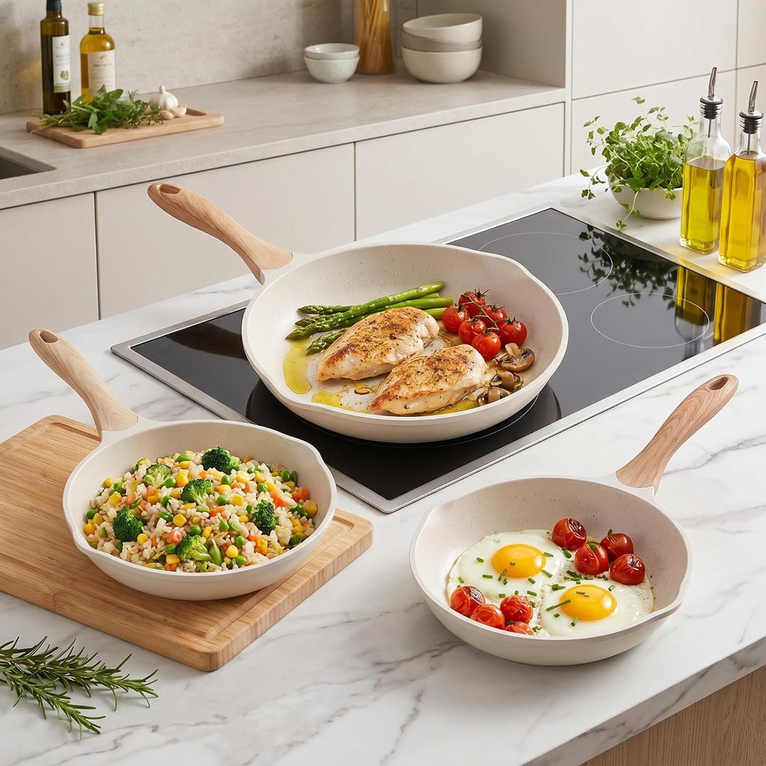 JEETEE Aluminium Bratpfanne 20cm, Pfanne mit Antihaftbeschichtung, Induktion Gas, beschichtete Bratp