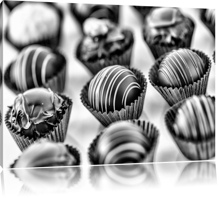 Monocrome, Süsse Pralinen , Format: 100x70 auf Leinwand, XXL riesige Bilder fertig gerahmt mit Keilr