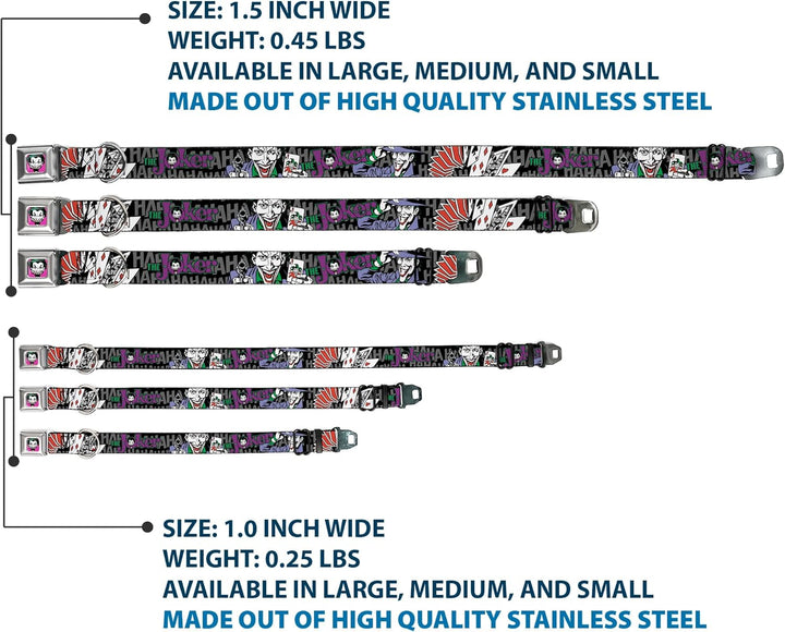 Buckle Down 22,9–38,1 cm jka-Joker Face Hund Halsband WL - Fits 18-32" - 1.5" Wide, WL - Fits 18-32"