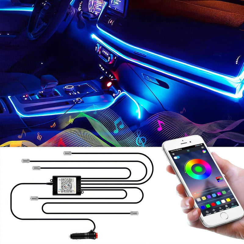 Wilktop LED Innenbeleuchtung Auto 6m LED Auto LED Strip RGB Streifen Licht Neonleuchtleisten Ambient