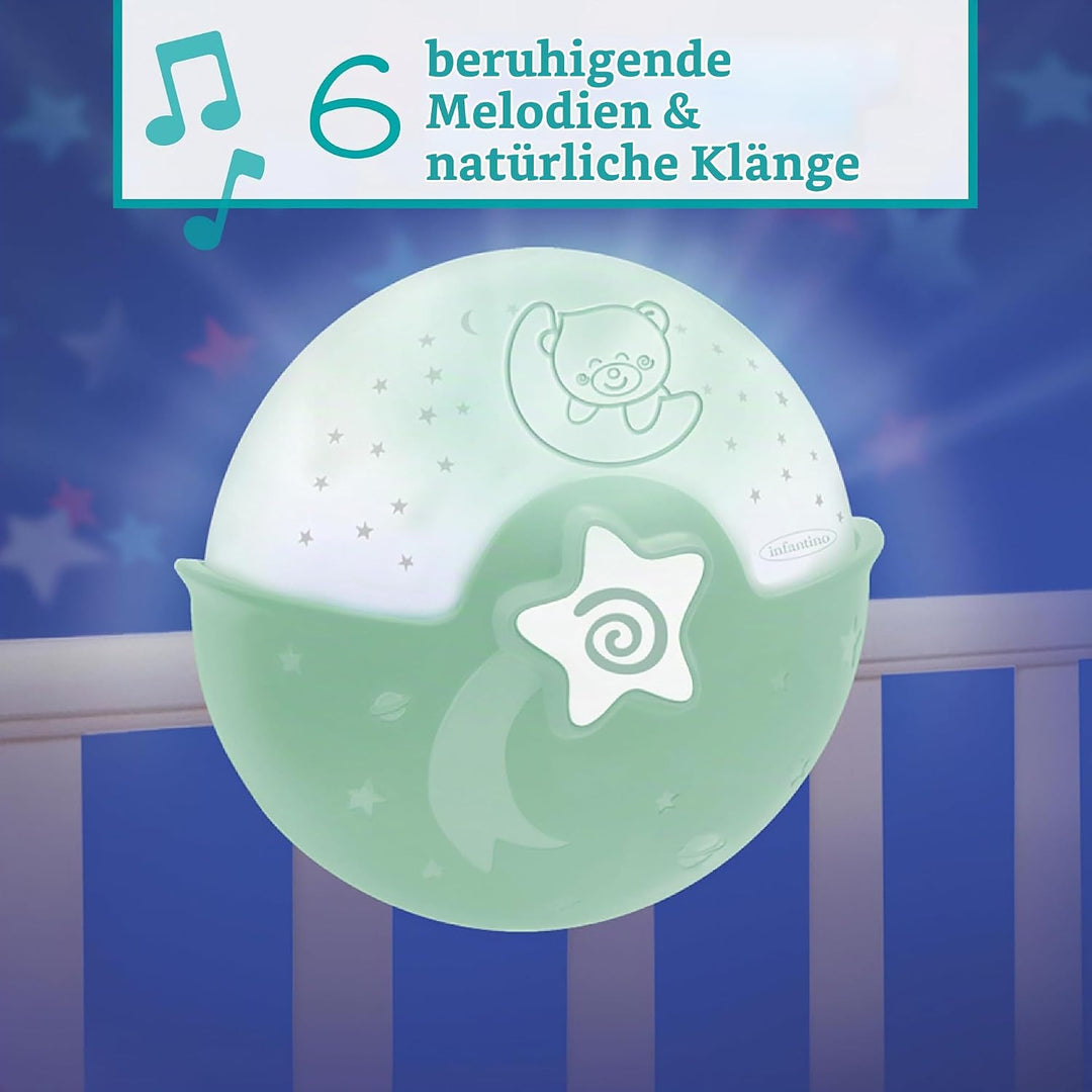 Infantino Beruhigendes Licht und Projektor – Ansteckbares Nachtlicht für Kinderbetten mit Grow-With-
