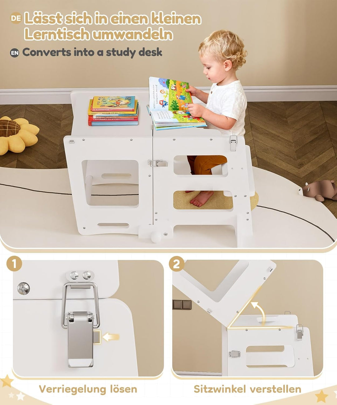 Yorbay 3 in 1 Lernturm ab 1 Jahr: Montessori Lernturm mit Tafel - Learning Tower für Kinder mit Sich