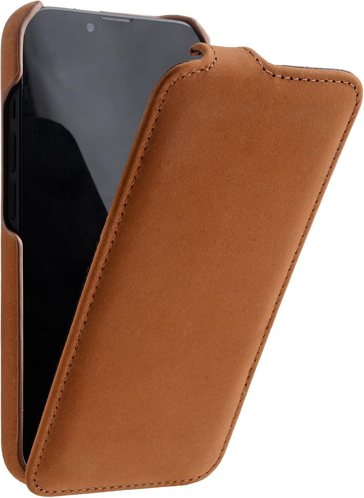 Mobiskin Hülle passend für Apple iPhone 14 Plus (6,7 Zoll), Handyhülle mit echtem Leder, Case, Schut
