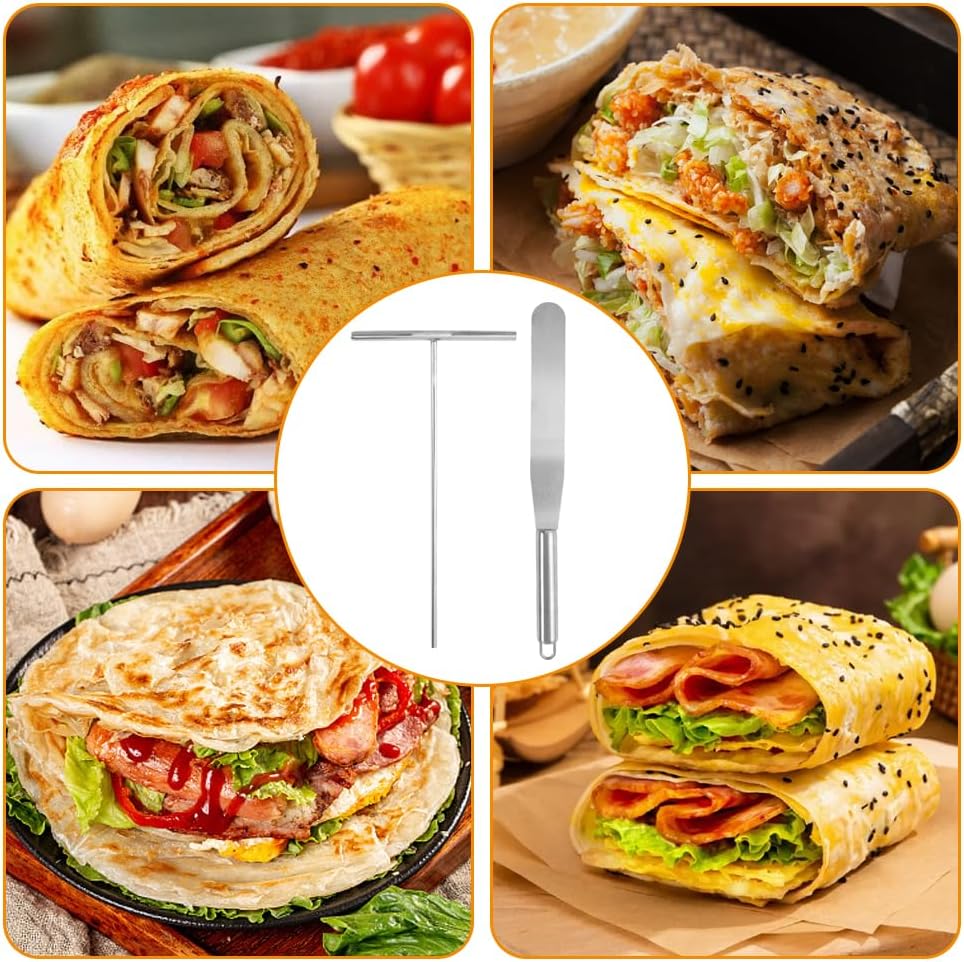 2 Stück Crepes Verteiler Spatel, Edelstahl Teigverteiler Crepe Spatel, Crepes Verteiler und Wender S