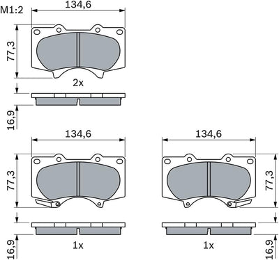 Bosch BP1064 Bremsbeläge - Vorderachse - ECE-R90 Zertifizierung - vier Bremsbeläge pro Set