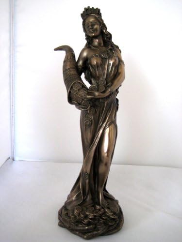 Römische Göttin Fortuna mit Füllhorn bronziert Figur Glück