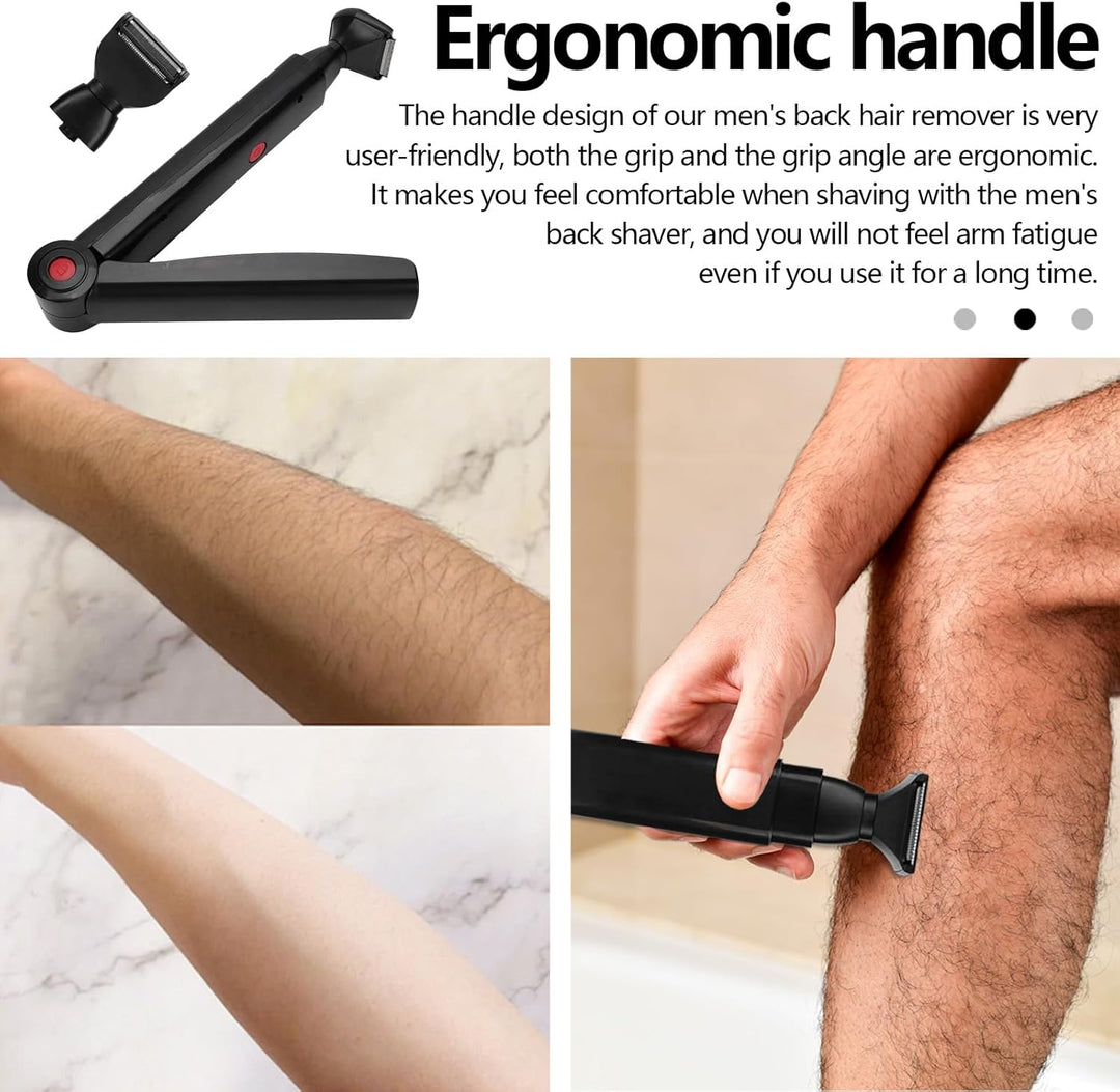 Rückenhaarrasierer, Rückenrasierer Herren mit 2 Scherkopf Faltbar Rücken Rasierer Mann Rückenhaare E