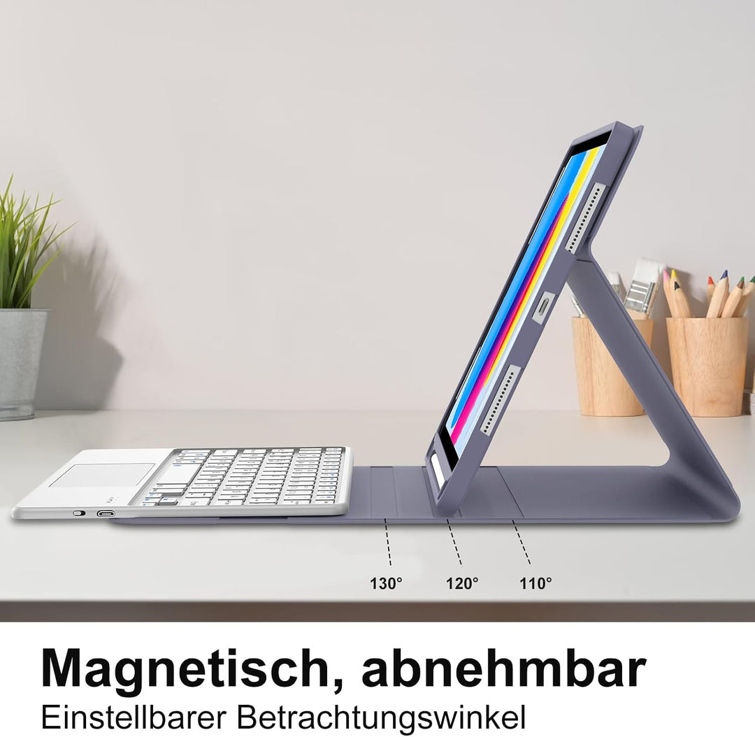 Hülle Tastatur für iPad (A16) 11/10 Generation (2025/2022) 11/10.9 Zoll | Mit Trackpad Magnetisch Ab