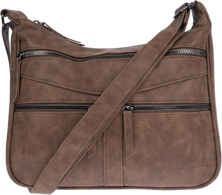 Christian Wippermann Damen Tasche Schultertasche Umhängetasche Crossover Bag Leder Optik Handtasche