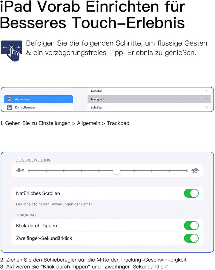 Inateck AceTouch Pro Hülle mit Tastatur für iPad 11 A16 2025 11 Zoll, iPad 10. Gen 2022 10,9 Zoll, 5