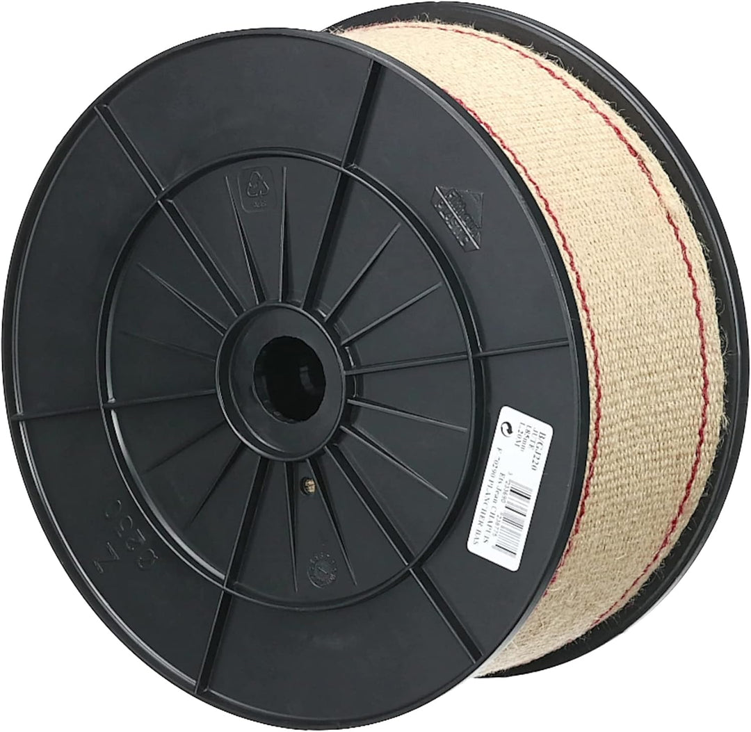 Chapuis B/GJ220 Gurt Jute Breite 85 mm 20 m Spule, naturfarben gestreift rot ecru/rot