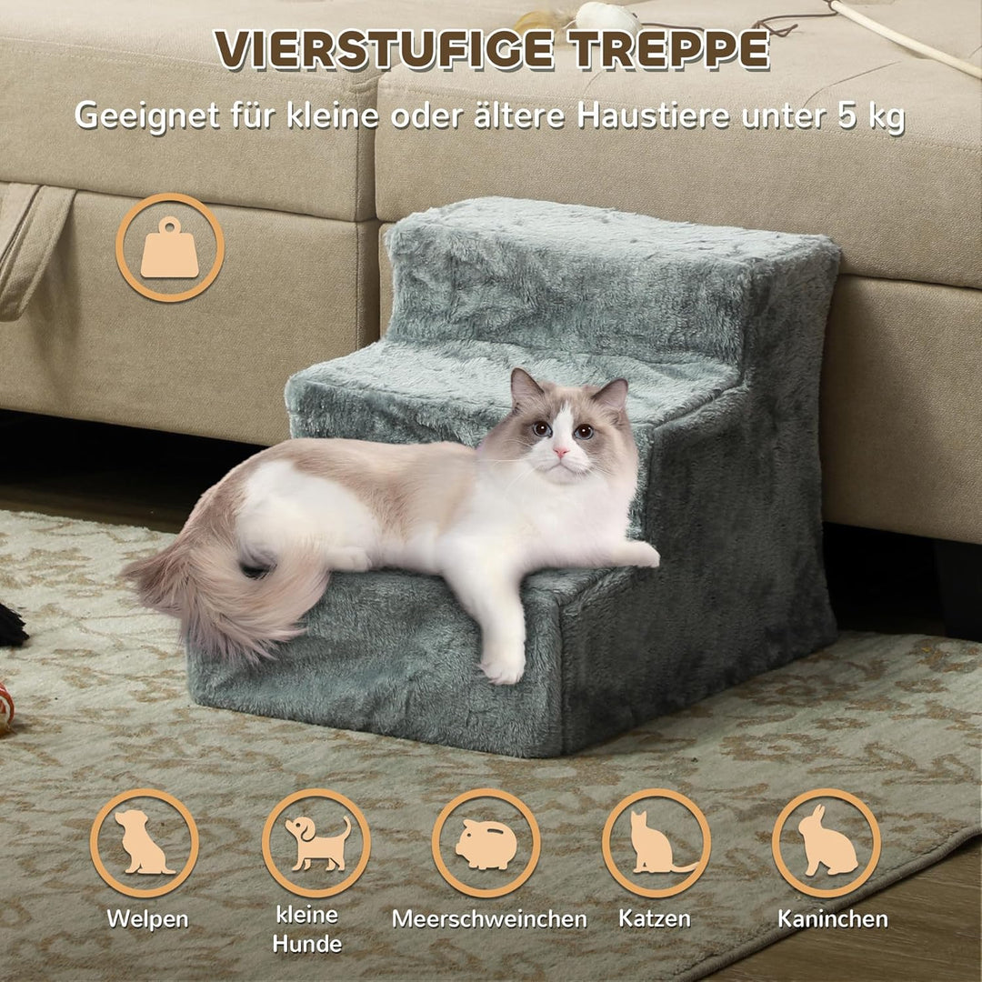 PawHut Hundetreppe 3 Stufen 35 cm Hoch Haustiertreppe für Kleine Hunde Katzentreppe Hunderampe mit W