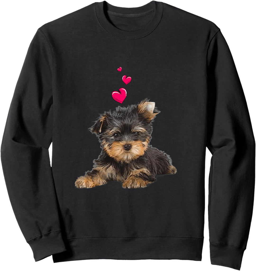 Shirt mit Yorkshire Terrier Hund und Herz Yorkie Hundemotiv Sweatshirt