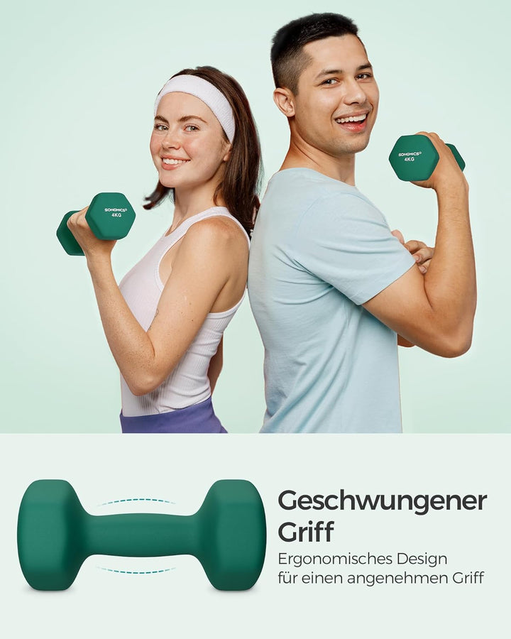 SONGMICS Hanteln, 2er Set, Hantelset, Kurzhanteln, Hexagon, Neopren-Beschichtung, Krafttraining, Wor