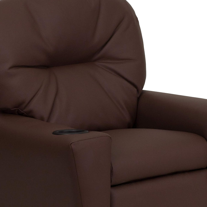 Flash Furniture Lehnsessel für Kinder, modern, mit Becherhalter, Leder, braunes LeatherSoft, 1 Stück