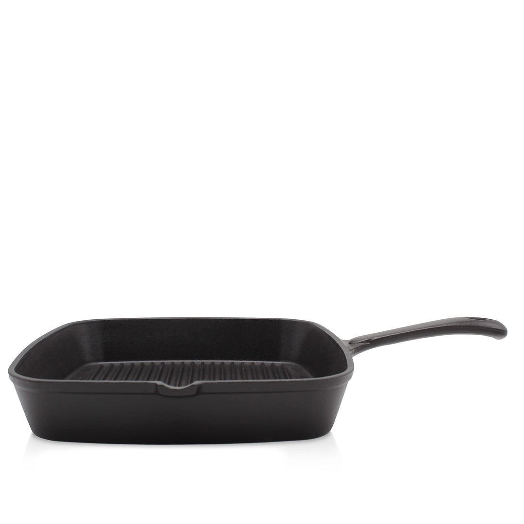 KRÜGER Gusseisen-Grillpfanne Toledo mit Ausgiesser - 28 x 28 cm - emailliert - hohe Hitzebeständigke