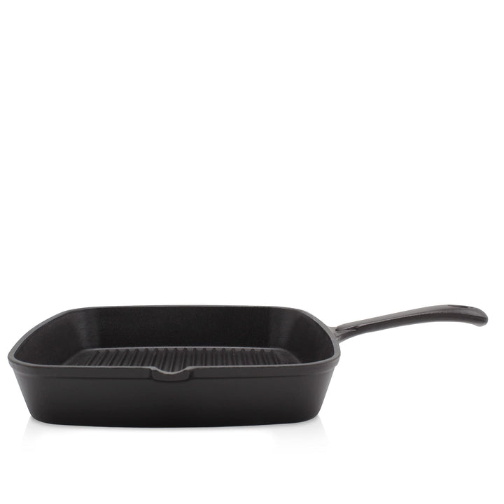 KRÜGER Gusseisen-Grillpfanne Toledo mit Ausgiesser - 28 x 28 cm - emailliert - hohe Hitzebeständigke