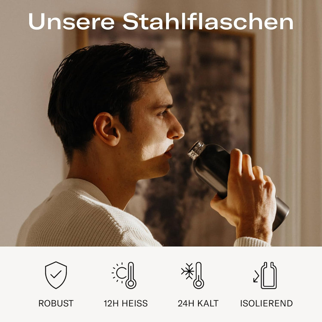 waterdrop® Edelstahl Trinkflasche 600ml - auslaufsichere Trinkflasche Kohlensäure geeignet & BPA fre