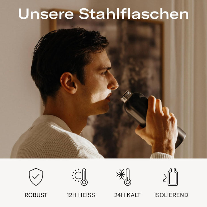 waterdrop® Edelstahl Trinkflasche 600ml - auslaufsichere Trinkflasche Kohlensäure geeignet & BPA fre