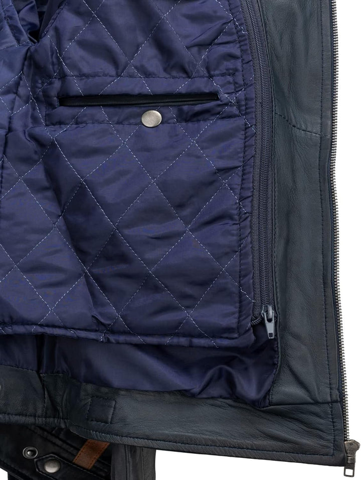 Damen motorradjacke mit protektoren, M Navy Blau