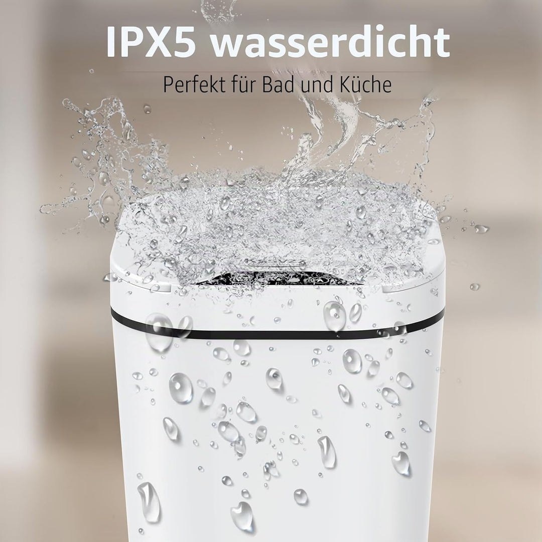 2er Set Mülleimer Bad mit Sensor, 10L Automatischer Mülleimer mit Deckel, Elektrischer Mülleimer für