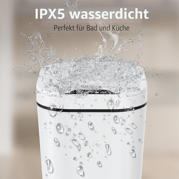 2er Set Mülleimer Bad mit Sensor, 10L Automatischer Mülleimer mit Deckel, Elektrischer Mülleimer für