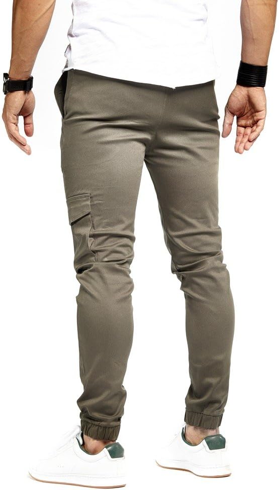 Leif Nelson Herren Jogger Chinos Cargo Stretch Jogging Männer Basic Jogg Cargohose Streifen Joggingh