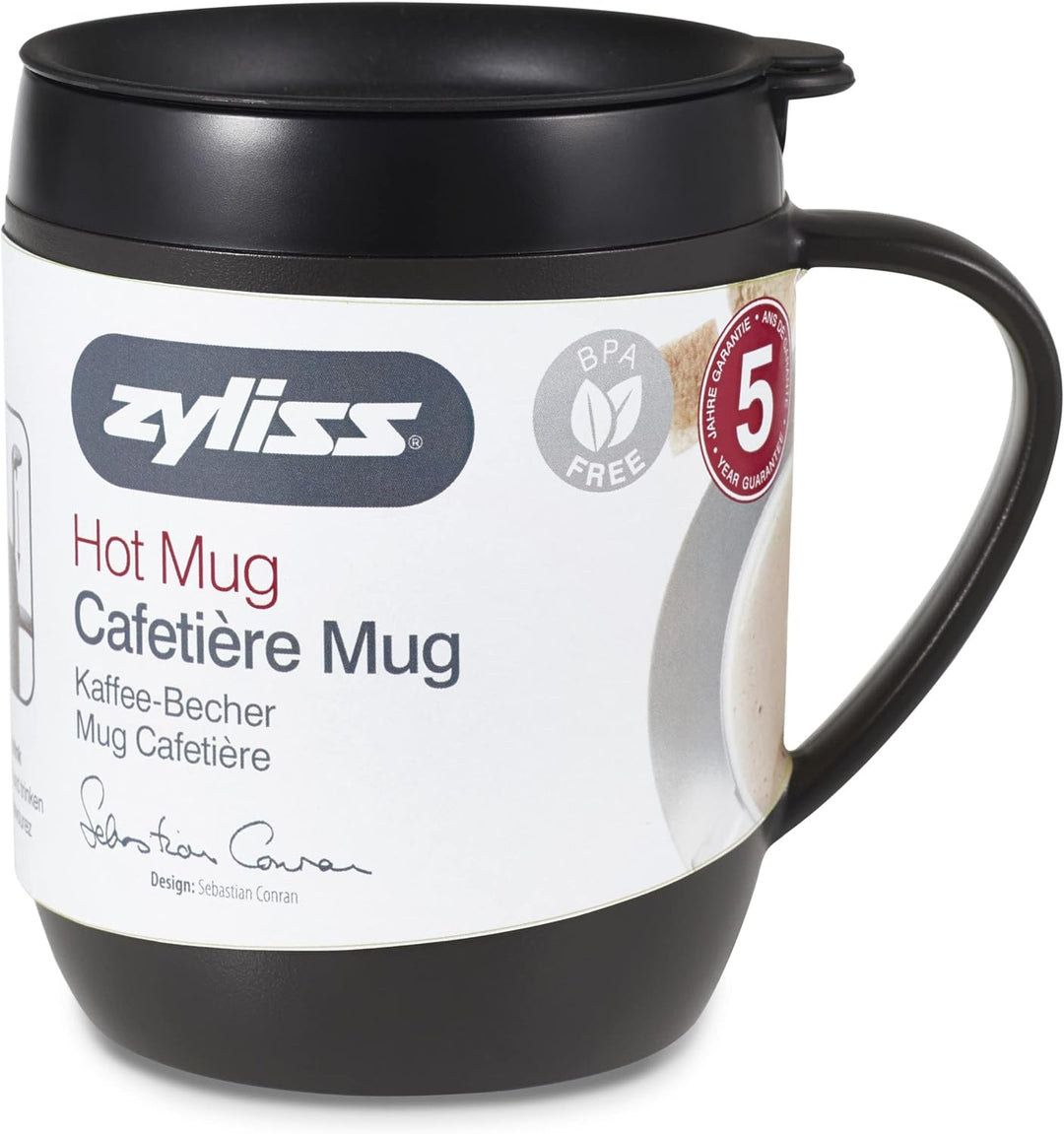 Zyliss E990001 Hot Mug Kaffeebecher, Plastik/Silikon, Grau, Thermobecher, Isoliert Reise Kaffeebeche