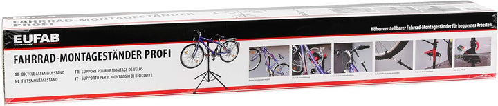 EUFAB 16414 Fahrradständer Profi, mit Stativ, 1,56 Zoll, 151-190 cm, Schwarz Fahrrad-Montageständer