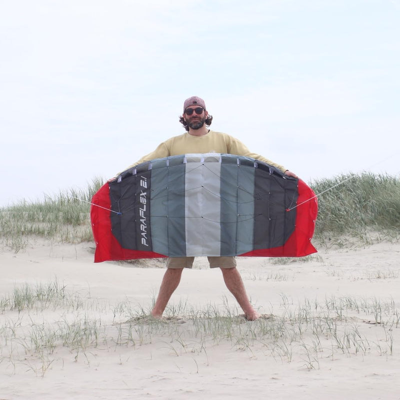 Wolkenstürmer® Paraflex Basic 2-Leiner Lenkmatte 2.1 SE grau - Kite Drachen mit Flugschlaufen – Zwei