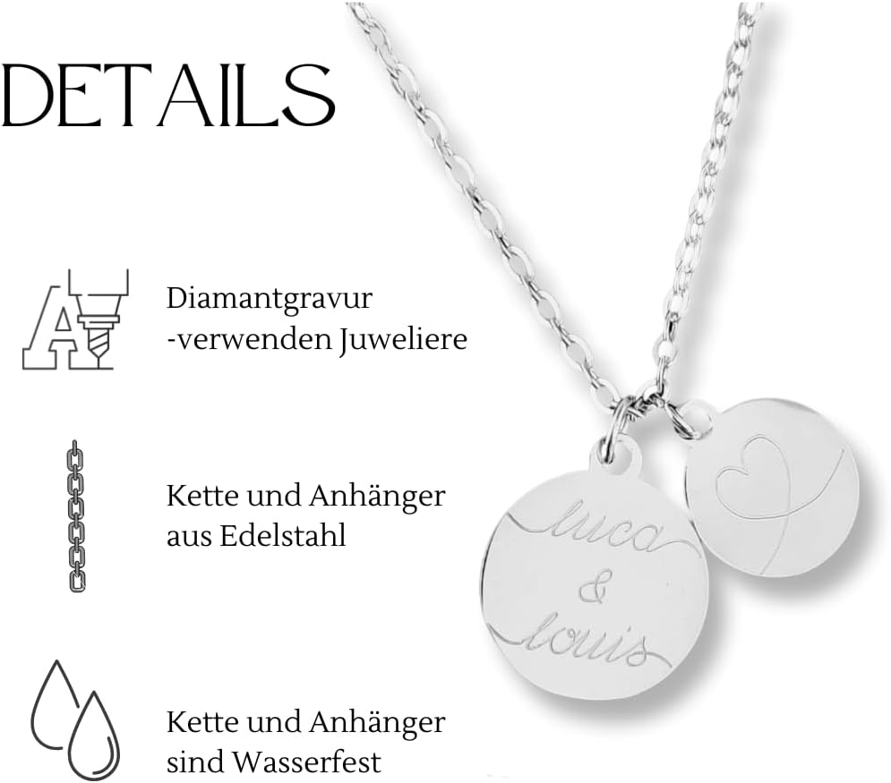 Personalisierte Gravur Kette als Geschenk für Frauen | zur Geburt | zur Hochzeit | für die Freundin