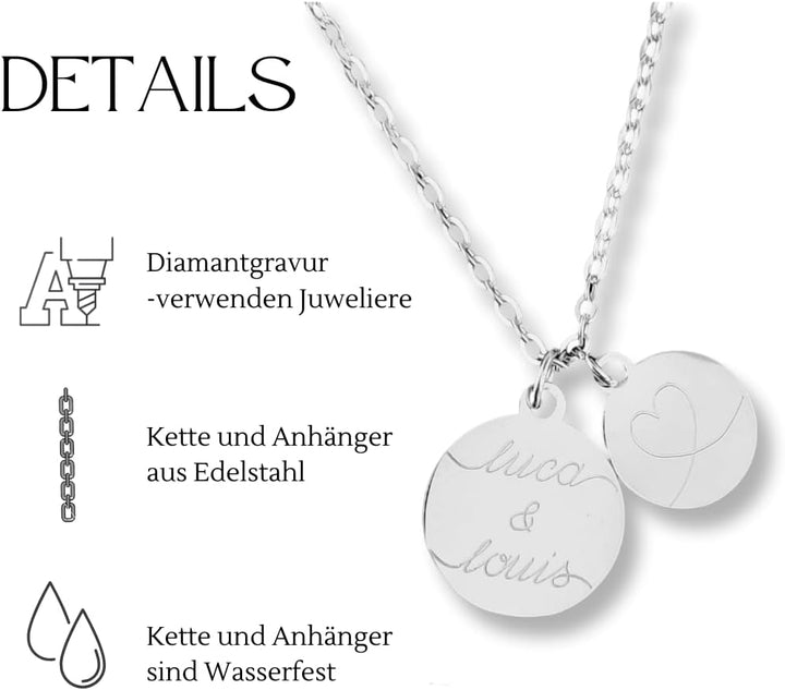 Personalisierte Gravur Kette als Geschenk für Frauen | zur Geburt | zur Hochzeit | für die Freundin