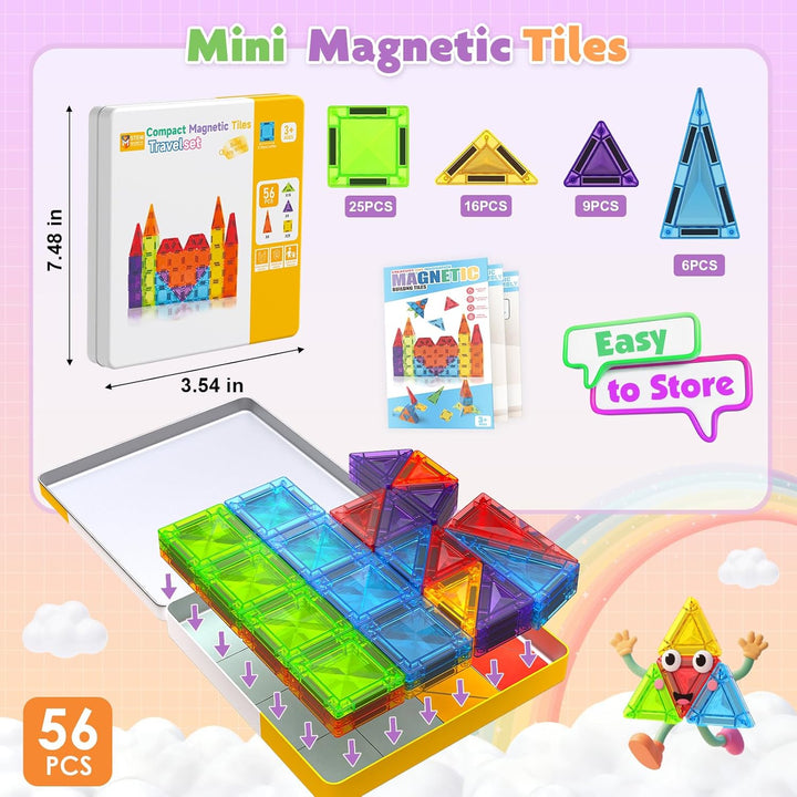 Magneverse Magnetische Bausteine 56 Teile im Metallkoffer - Magnetbausteine als Reisespielzeug für B