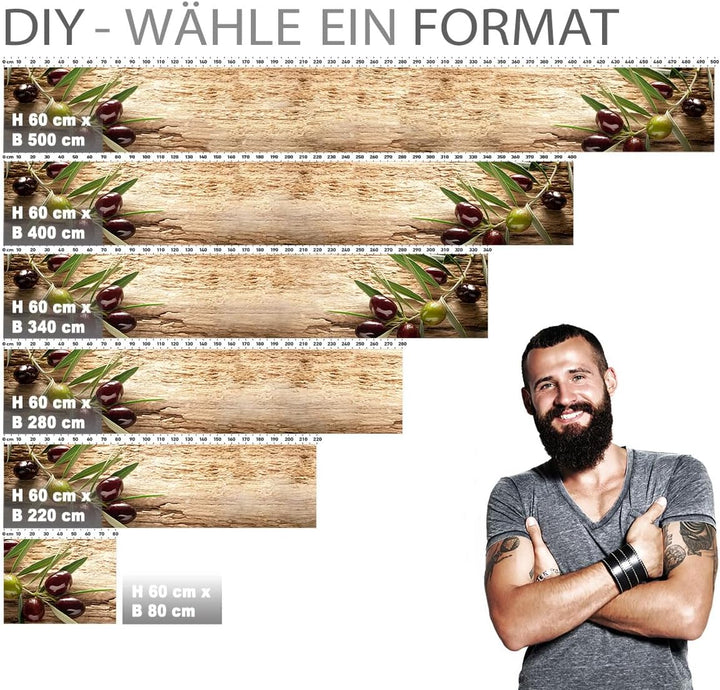 StickerProfis Küchenrückwand selbstklebend Glasoptik - OLIVEN - 1.8mm, Versteift, alle Untergründe,